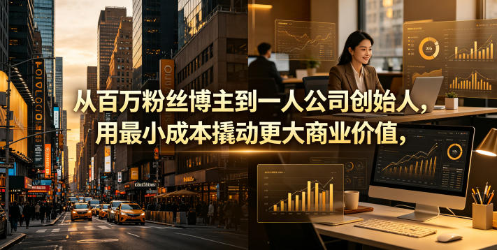 从百万粉丝博主到一人公司创始人，用最小成本撬动更大商业价值-副业资源网