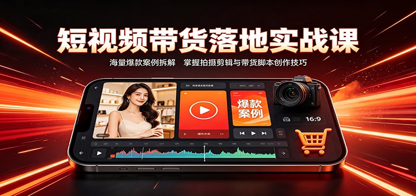 短视频带货落地实战课:海量爆款案例拆解,掌握拍摄剪辑与带货脚本创作技巧-副业资源网