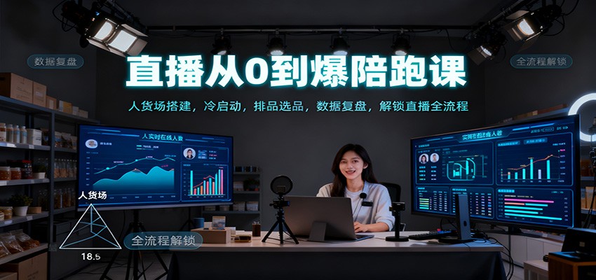 直播从0到爆陪跑课：人货场搭建，冷启动，排品选品，数据复盘，解锁直播全流程-副业资源网