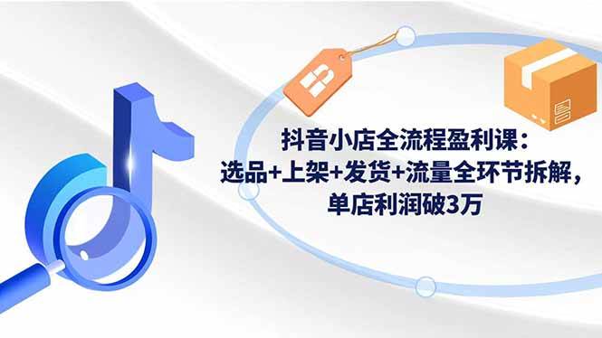 (16593期)抖音小店全流程盈利课:选品+上架+发货+流量全环节拆解,单店利润破3万-副业资源网