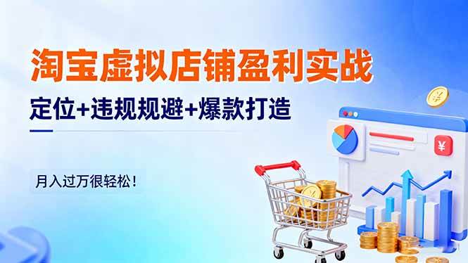 (16387期)淘宝虚拟店铺盈利实战:定位+违规规避+爆款打造,月入过万很轻松!-副业资源网
