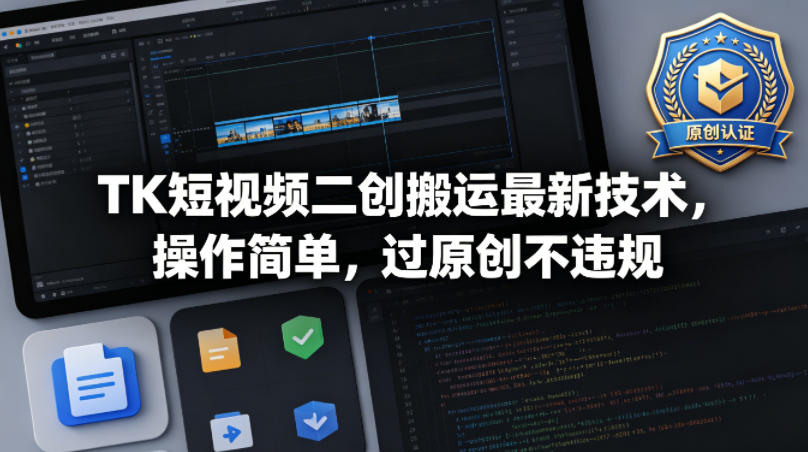 TK短视频二创搬运最新技术，操作简单，过原创不违规-副业资源网