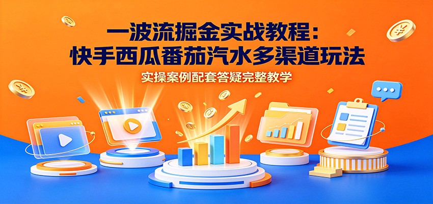 一波流掘金实战教程:快手西瓜番茄汽水多渠道玩法,实操案例配套答疑完整教学-副业资源网