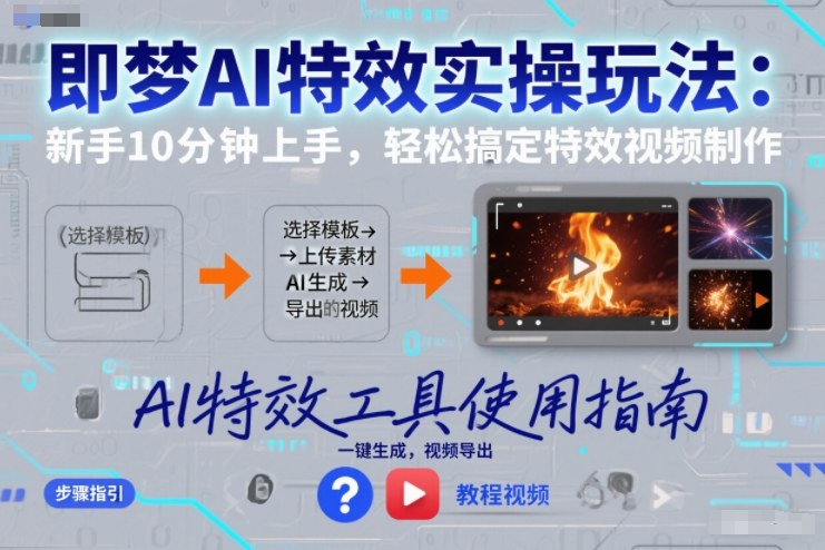 即梦AI特效实操玩法：新手10分钟上手，轻松搞定特效视频制作-副业资源网