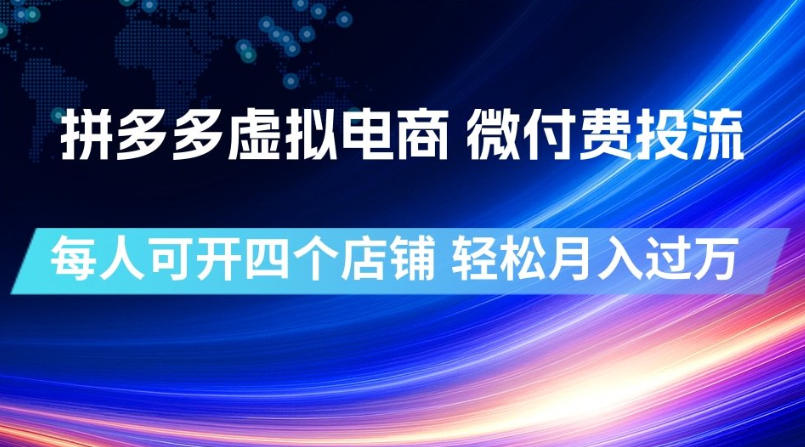 拼多多虚拟电商,微付费投流玩法,每人可开四个店,轻松月入过1W【揭秘】-副业资源网