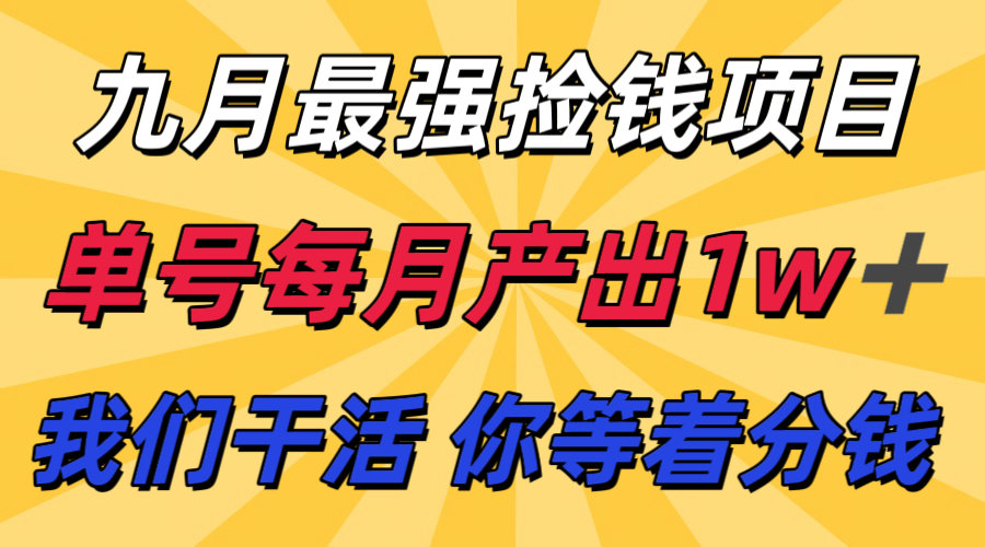 九月最强捡钱项目！ 支付宝分成代运营，我们干活，你分钱！单号月产1w+-副业资源网