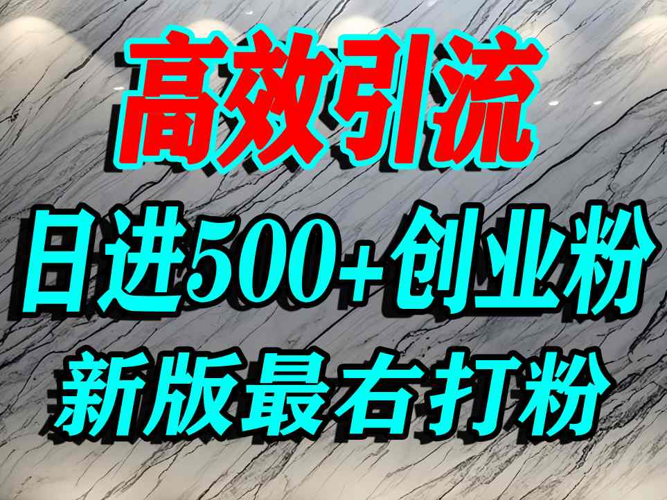 最右打创业粉，百分之九十九同行都不知道的空白蓝海，单人日引500+精准流量-副业资源网