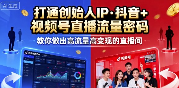 25年直播9-10两期线下课，打通创始人IP，抖音+视频号直播流量密码，教你做出高流量高变现的直播间-副业资源网