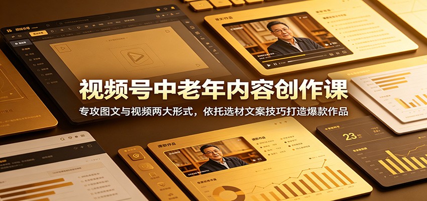 视频号中老年内容创作课：专攻图文与视频两大形式，依托选材文案技巧打造爆款作品-副业资源网