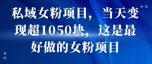 私域女粉项目，当天变现超1k，这是最好做的女粉项目，可放大操作-副业资源网