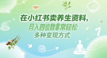 在小红书卖养生资料，月入四位数非常轻松，多种变现方式-副业资源网