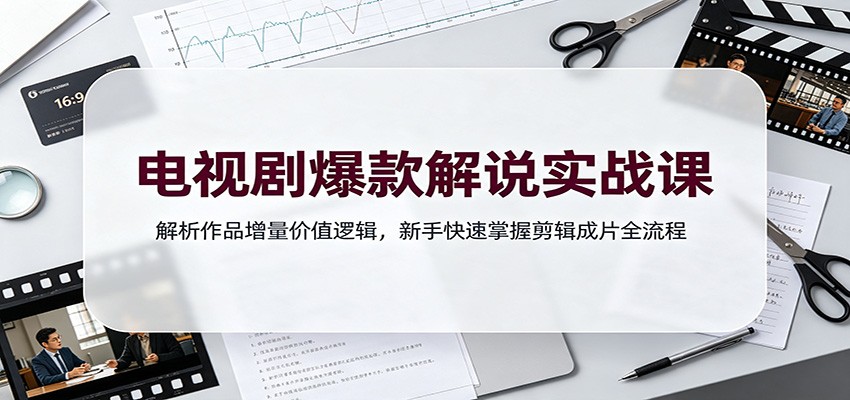 电视剧爆款解说实战课：解析作品增量价值逻辑，新手快速掌握剪辑成片全流程-副业资源网