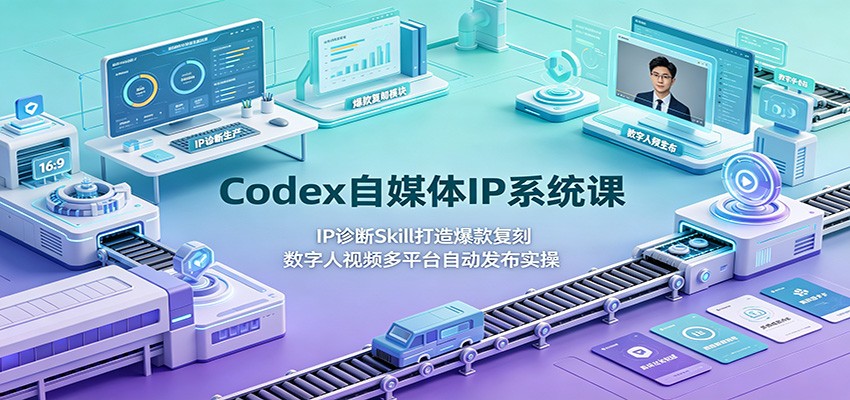 Codex自媒体IP系统课：IP诊断Skill打造爆款复刻，数字人视频多平台自动发布实操-副业资源网
