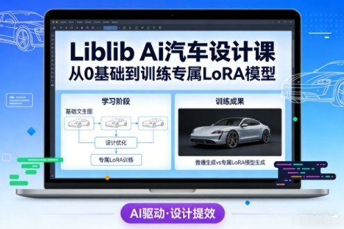 Liblib Ai汽车设计课，从0基础文生图，到教你训练专属设计和风格LoRA模型-副业资源网