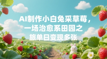 AI制作小白兔采草莓，一场治愈系田园之旅单日变现多张-副业资源网