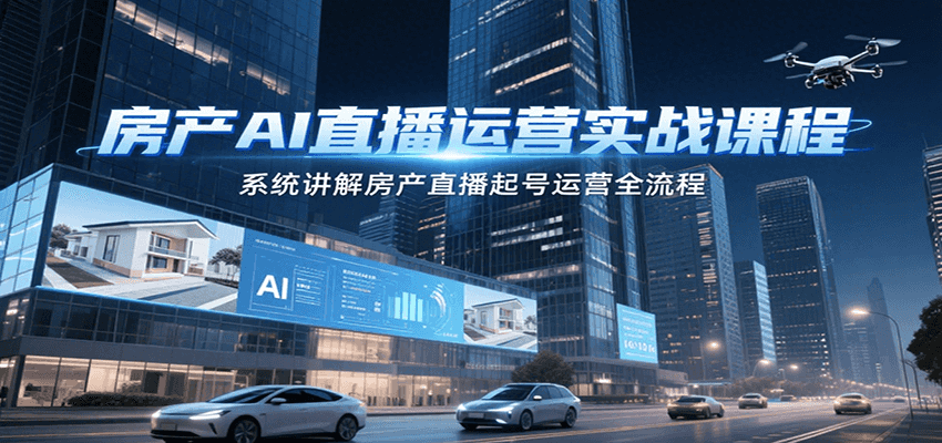 房产AI直播运营实战课程，系统讲解房产直播起号运营全流程-副业资源网