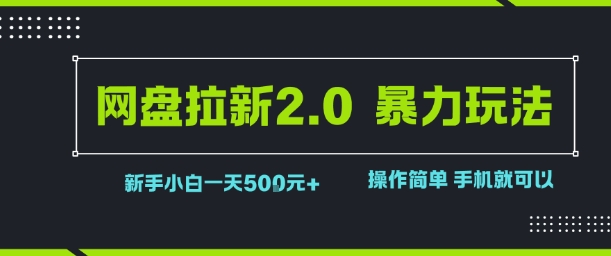 网盘拉新2.0暴力玩法，新手小白一天轻松5张，操作简单-副业资源网