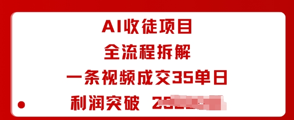 AI收徒项目全流程拆解一条视频成交35单日利润突破1k+-副业资源网