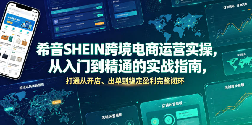 希音SHEIN跨境电商运营实操，从入门到精通的实战指南，打通从开店、出单到稳定盈利完整闭环-副业资源网