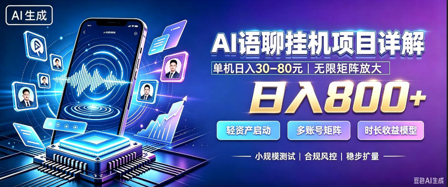 AI聊天挂G项目，日入800+，适用个人副业，支持工作室矩阵操作，放大收益【揭秘】-副业资源网