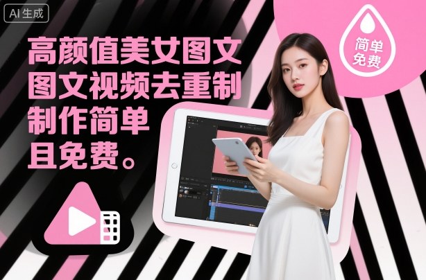 高颜值美女图文视频去重制作教学，制作简单且免费-副业资源网