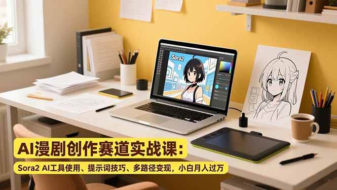 （16936期）AI漫剧创作赛道实战课：Sora2 AI工具使用、提示词技巧、多路径变现，小白月入过万-副业资源网