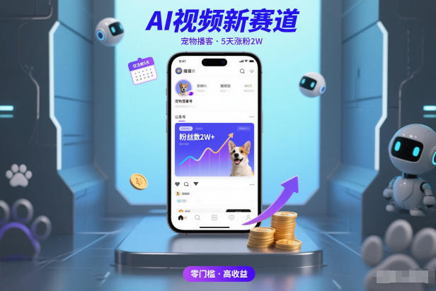 AI视频新赛道，宠物播客仅注册5天涨粉2W，收益非常可观-副业资源网