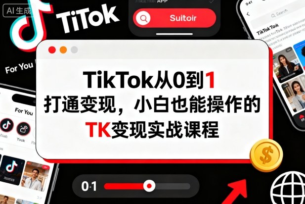 TikTok从0到1打通变现，小白也能操作的TK变现实战课程-副业资源网
