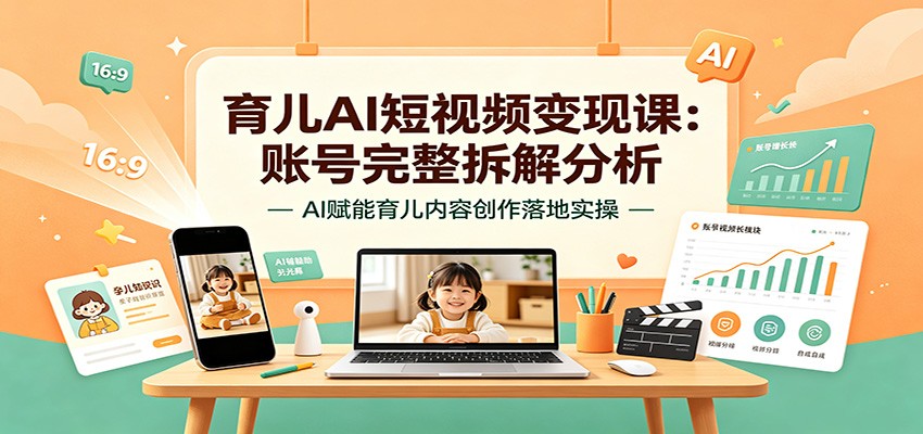 育儿AI短视频变现课:账号完整拆解分析,AI赋能育儿内容创作落地实操-副业资源网