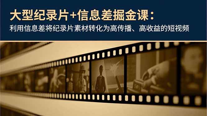 （16741期）大型纪录片+信息差掘金课：利用信息差将纪录片素材转化为高传播、高收益的短视频-副业资源网