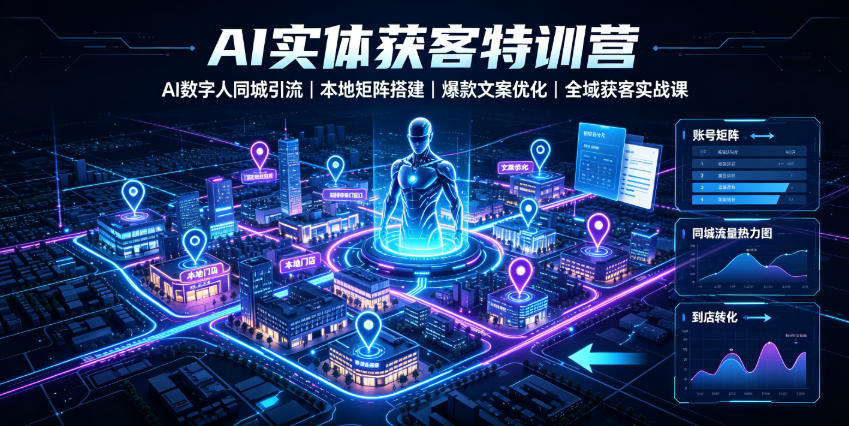 AI实体获客特训营｜AI数字人同城引流、本地矩阵搭建、爆款文案优化全域获客实战课-副业资源网