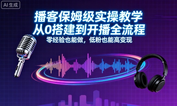 播客保姆级实操教学，从0搭建到开播全流程，零经验也能做，低粉也能高变现-副业资源网