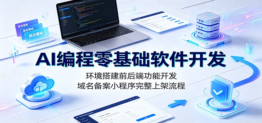 AI编程零基础软件开发：环境搭建前后端功能开发，域名备案小程序完整上架流程-副业资源网