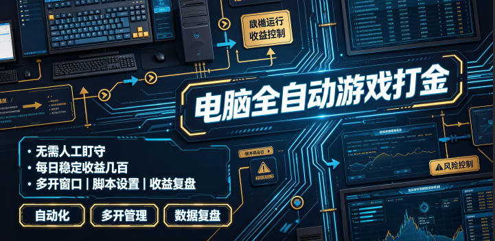 电脑全自动游戏打金，无需人工盯守，每日稳定收益几百！【揭秘】-副业资源网