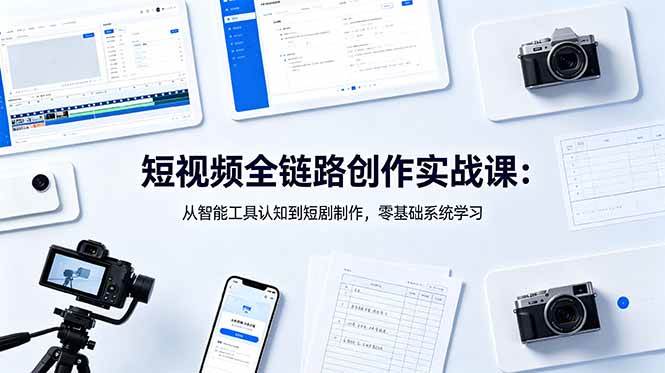 （18683期）短视频全链路创作实战课：从智能工具认知到短剧制作，零基础系统学习-副业资源网