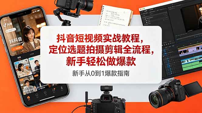 (18524期)抖音短视频实战教程,定位选题拍摄剪辑全流程,新手轻松做爆款-副业资源网