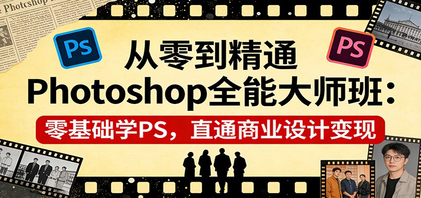 从零到精通Photoshop全能大师班：零基础学PS，直通商业设计变现-副业资源网