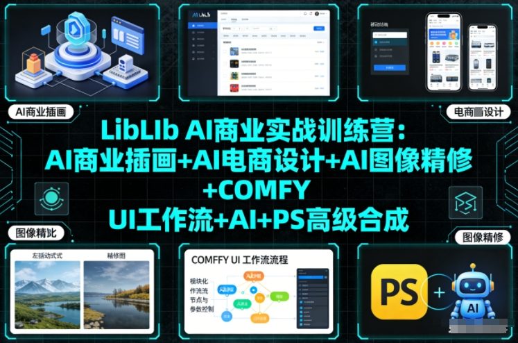 LibLIb AI商业实战训练营：AI商业插画+AI电商设计+AI图像精修+COMFY UI工作流+AI+PS高级合成-副业资源网