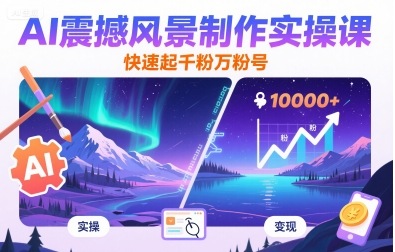 AI震撼风景制作实操课，快速起千粉万粉号-副业资源网