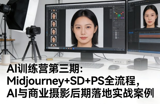 AI训练营第三期：Midjourney+SD+PS全流程，AI与商业摄影后期落地实战案例-副业资源网
