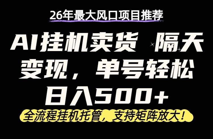 （17933期）26年最新AI挂机卖货，隔天出收益，单账号轻松日入500+-副业资源网