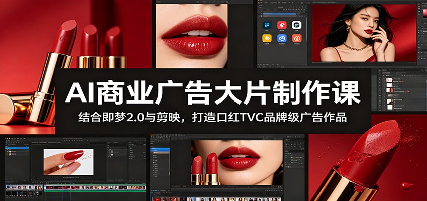 AI商业广告大片制作课：结合即梦2.0与剪映，打造口红TVC品牌级广告作品-副业资源网
