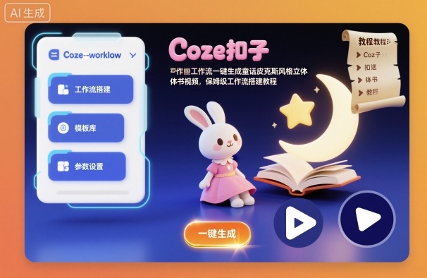 Coze扣子工作流一键生成童话皮克斯风格立体书视频,保姆级工作流搭建教程-副业资源网