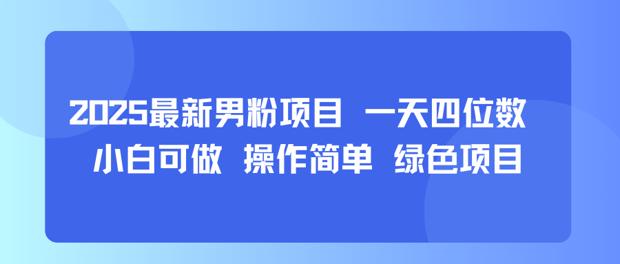 2025最新男粉项目 一天四位数 小白可做 操作简单 绿色项目-副业资源网