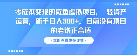 零成本变现的咸鱼虚拟项目， 轻资产运营，新手日入3张+，目前没有项目的老铁正合适-副业资源网