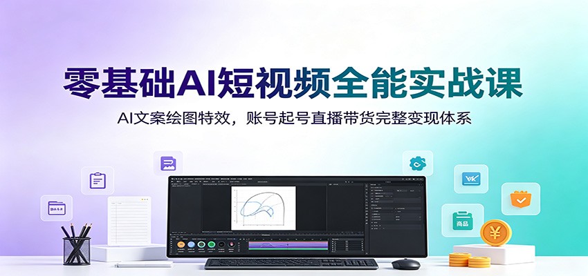 零基础AI短视频全能实战课:AI文案绘图特效,账号起号直播带货完整变现体系-副业资源网