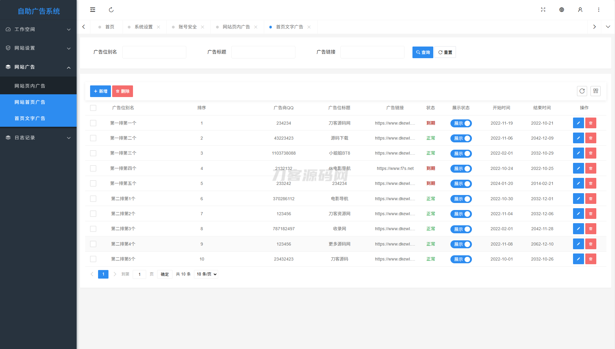 最新全开源版本 网站自助广告投放系统源码 附安装教程-副业资源网