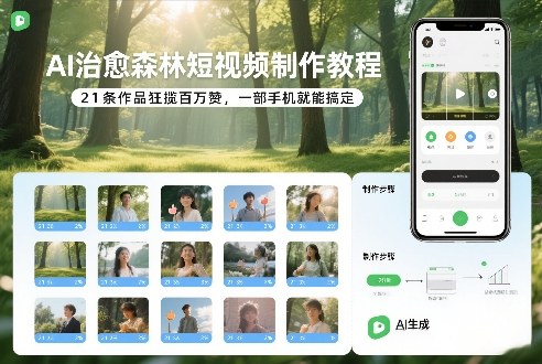 AI治愈森林短视频制作教程，21条作品狂揽百万赞，一部手机就能搞定-副业资源网