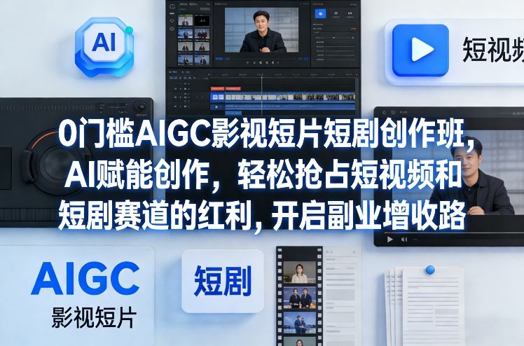 0门槛AIGC影视短片短剧创作班，AI赋能创作，轻松抢占短视频和短剧赛道的红利，开启副业增收路-副业资源网