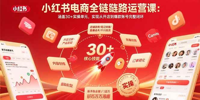 （15751期）小红书电商全链路运营课：涵盖30+实操单元，实现从开店到爆款账号完整闭环-副业资源网